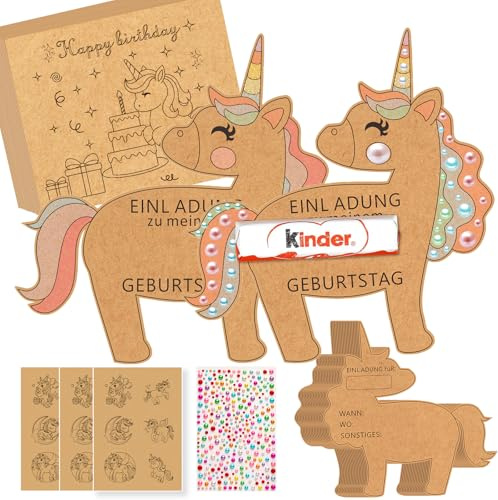 18 Einhorn Einladungskarten Party Set Geburtstag Ausfüllen | Einhorn Party Einladungen zum Ausfüllen für Geburtstage, Feiern & besondere Anlässe