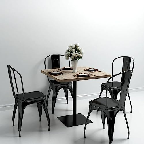 KTHLBRH Bistrotisch MDF und Stahl Quadratisch Familientisch Tafel für Innenraum 80x80x75 cm Eichenoptik