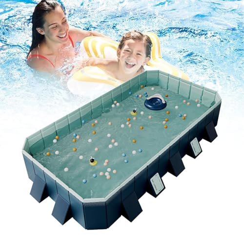 ZXINXIN Piscina Pieghevole, Grande Piscina Portatile con Guscio in plastica Rigida per la Famiglia, Piscina Rettangolare Fuori Terra 400cm