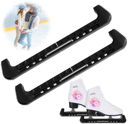 YUFFQOPC Kufenschoner Schlittschuhe Verstellbarer Schlittschuh Schutz Schlittschuhe Schoner mit Spring Eiskunstlauf Zubehör für Hockeyschlittschuhe，Schwarz