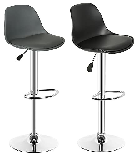 homewell Barstühle aus PP, Barhocker, gepolsterte Sitzfläche, verchromter Fuß, höhenverstellbar, Hochstuhl, Küchensitze, 2 Stück