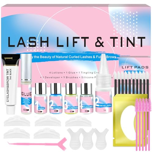 Lash Lift and Black Kit, Eyelash Perm and Black Kit, Professional Eyelash & Eyebrow Lift and Color Set, Quick Lifting & Voluminous Coloring for Lash Lifting, Easy to Use & Lasting Curl at Home