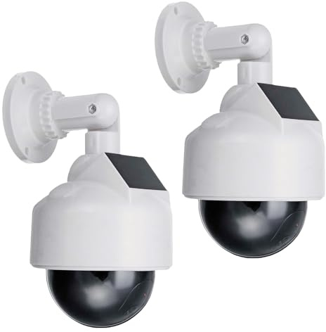 GOMETY 2 Stück Dummy Kamera, Kamera Attrappe, CCTV Dummy Sicherheits Dome Kameras, Fake überwachungskamera mit Rot Blinkender LED, Überwachungskamera Attrappe für innen- & außen Wand Decke(Weiss)