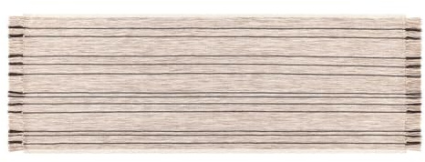 Loberon Läufer Brisalda - Weicher Flor - Eingewebte Streifen - Fransendetails - 80x250 cm - Teppich - Wohntextilien - Wolle - Baumwolle, Creme