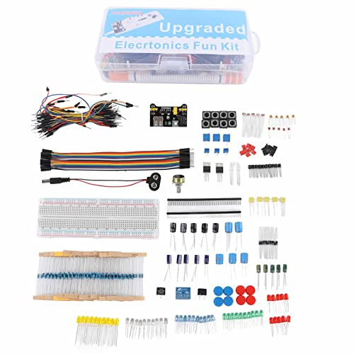 HPZIHUIT Electronics Component Kit Starter Fun Assortment 830 Tie Points Breadboard Resistor Capacitor Diode Module for R3