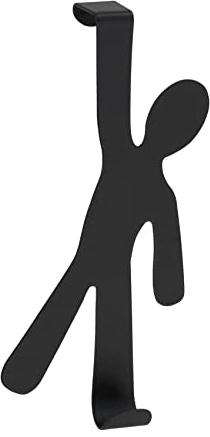WENKO Türhaken Mod. Boy platzsparender Garderobenhaken ohne Bohren aus Stahl für Bad und Küche einfach an Türfalz bis 2 cm anzubringen geeignet für Jacken & Handtücher 8 x 15 x 2,5 cm schwarz lackiert