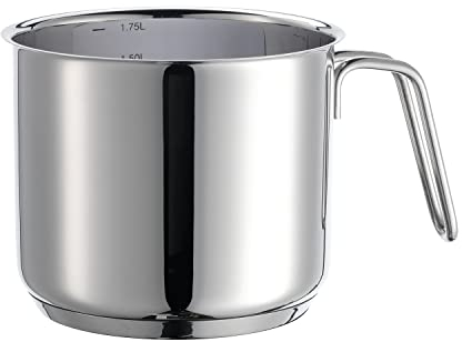 Mäser 810018 Varuna Milchtopf, Ø 14 cm, 1,75 Liter mit Literskala innen, Edelstahl 18/10, silber
