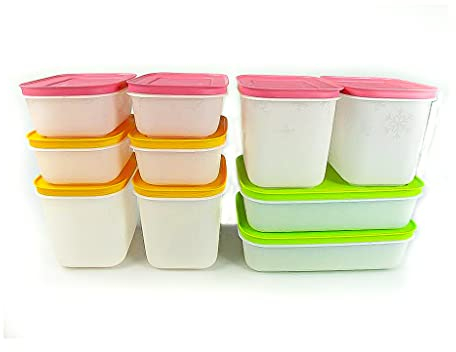 TUPPERWARE Gefrier-Behälter 1,1L pink 1,0L grün + 450ml Eis-Kristall Eiskristall