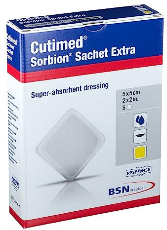 SORBION Cutimed Sachet Extra Wundaufl. 5x5 cm 5 Stück