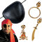 Piraten Set Pirat Augenklappe Ohrring Ring Motiv Piratenset Piratenklappe Ohrschmuck Piratenparty Schmuck Seeräuber Freibeuter Kosar Rocker Biker Kapitän Verkleidung Fasching Karibik Mottoparty