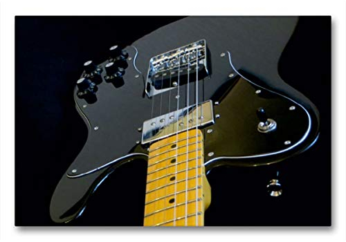 Premium Textil-Leinwand 90 x 60 cm Quer-Format Schwarze E-Gitarre, Leinwanddruck von Renate Bleicher