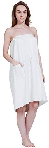 SINLAND Frauen Mikrofaser Wasseraufnahme Badetuch Sarong Strand Pool Handtücher Wickeln hinten mit elastischem Klettverschluss 71cm x 137cm Weiß