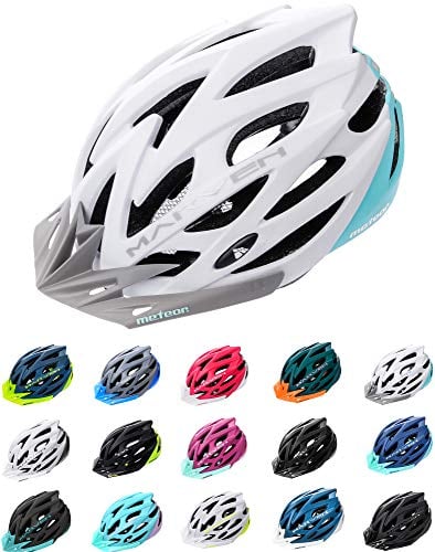 Meteor - Marven Cycle Helmet – Lightweight Adjustable Helmet for Men, Women, Kids – MTB, Bike, Scooter, Skateboard & Hoverboard – Breathable with Detachable Visor - Size S - White/Minth