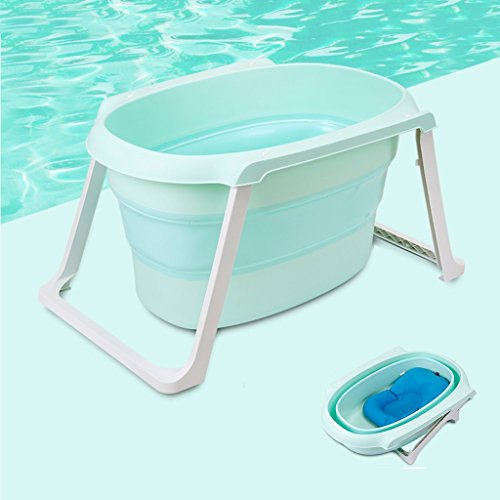 ying Baignoire bébé pliante portable rehaussant le grand espace sûr et sécurisé baril de bain avec tapis de bain adulte disponible ( Couleur : Vert )