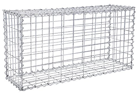 DEFACTO Gabion - Panier à pierre - En acier galvanisé inoxydable - Décoration de jardin - Mur de plantes - Argenté - 100 x 30 x 30 cm
