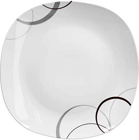 Van Well | Buffetplatte Palazzo 28x28 cm | quadratischer Servierteller | XL-Platte | Essteller groß | abstraktes Design | Porzellan-Geschirr | Gastro