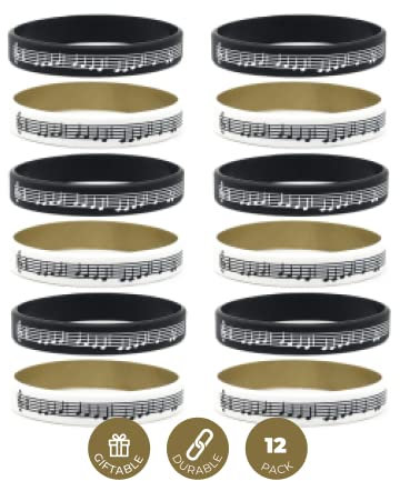 Inkstone pack of 12, Braccialetti musicali in silicone - Confezione sfusa di braccialetti per forniture di bomboniere per eventi musicali - Regali per musicisti Studenti di musica Insegnanti
