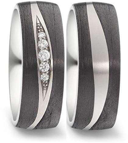 Titanfactory Titan Trauringe 52548 mit Carbon 5 Brill. ges. 0.09 ct. w/si