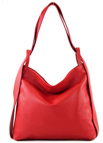 modamoda de - T192 - ital. Zaino da donna 2in1 in pelle, Colore:signalrot