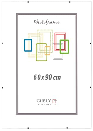 CHELY INTERMARKET MOD300 Marco Portafoto Clip Metacrilato Sin Borde Moderno 60x90cm Montaje Vertical Horizontal Decoración Posters Carteles Oficinas Galerías Color Transparente Incluye 1 Unidad