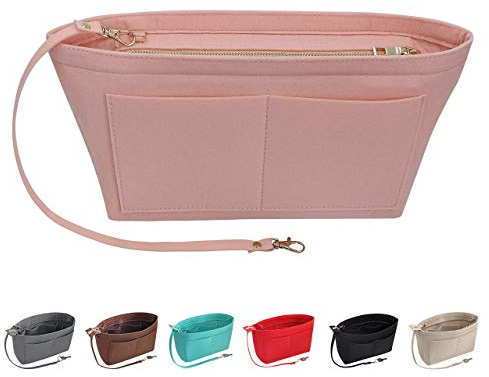 Soyizom Filz Handtasche Organizer Geldbörse Organizer Filz Insert Bag Organizer Multi Pockets Einkaufstasche in Tasche für Frauen (Mittel, Rosa)