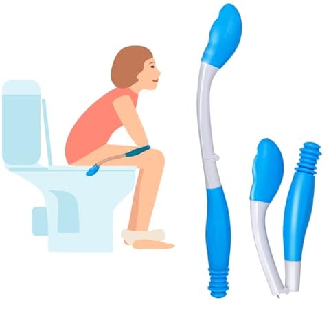 F Fityle WC Hilfsmittel Abwischen Helfer Klappbar, WC-Hilfe zum Abwischen, Butt Wiper Self Wipe Assist WC-Hilfe, Lange Reichweite Comfort Wipe, Langer Handgriff Wipe Toilettenhilfe für Senioren