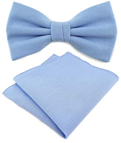 TigerTie - SET Jungenfliege + Einstecktuch in hellblau einfarbig Uni - Fliegen Gr. 29 bis 50 cm Halsumfang verstellbar + Aufbewahrungsbox