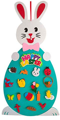 BesDirect Osterdekoration Filz Osterhase, DIY Filz Kaninchen Set mit Lanyard, Osterhase Dekor Filz Kaninchen Wandbehang DIY Ostern Ornamente für Kinder Ostergeschenke Home Door Dekoration