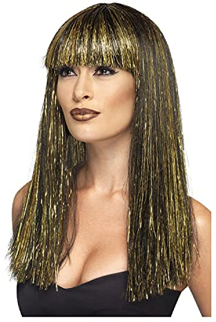 PAPSTAR NEU Perücke Damen Ägyptische Göttin, schwarz-Gold - mit Haarnetz