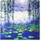 laprée - Damen-Halstuch, quadratisch, aus Seide, hochwertig, Reproduktion, Bild 90 x 90 cm – verschiedene Motive erhältlich, Les Nymphéas Bleu de Claude Monet, One size