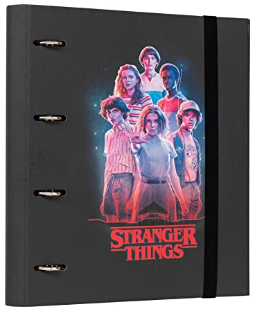 Grupo Erik Ringordner A4 Schmal 4 Ringe - Ordner Schmal Stranger Things Netflix - Aktenordner Ringe - Ringbuch Aktenordner A4 Büro und Schul Zubehör