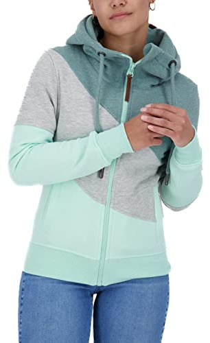 ALIFE and Kickin SteffiAK A Sweatjacket Damen Sweatjacke Kapuzenjacke mit Reißverschluss Kurze Zipper Jacke für Herbst & Winter Mint Melange XS