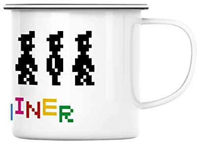French Unicorn Metal Manic Miner Character Game Retro Game Arcade Enamelled Mug