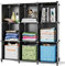 FUNLAX Cube Storage Unit 9 Cubes Stackable Storage Organiser Shoe Rack Bookcase Plastic Shelves Closet Portable Wardrobe for Bedroom Living Room Bathroom (11.8 × 11.8 ×11.8 per Cube) Black