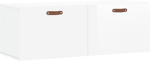 vidaXL Wandschrank, Hängeschrank mit viel Stauraum, Wandmontage Badschrank Medizinschrank, Aufbewahrungsschrank für Wohnzimmer, Hochglanz Weiß Holzwerkstoff