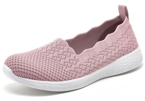 Puxowe Damen Slip On Sneaker Leichte Atmungsaktiv Sportschuhe Turnschuhe Bequem Freizeitschuhe Walking Schuhe Outdoor Fitness 42.5 EU Pink