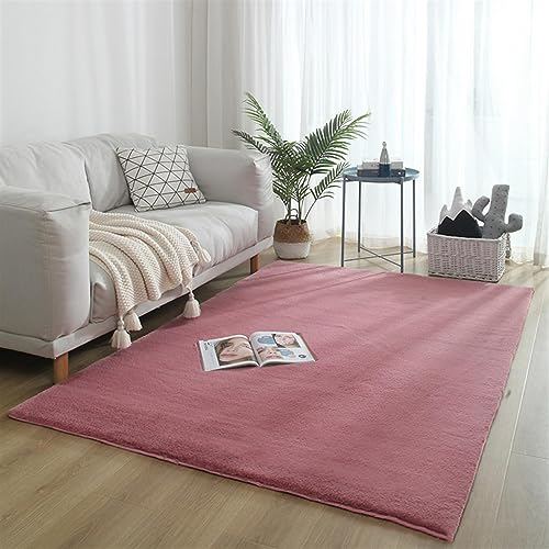 ZWPILY Hochflor Teppich, Einfarbig, Flauschiger Langflor Teppich, Shaggy Flokati, Rechteckig, Pflegeleicht, Wohnzimmerteppich - Fellteppich - Modern Kunstfell Carpet für Schlafzimmer,Rosa,160x230 cm
