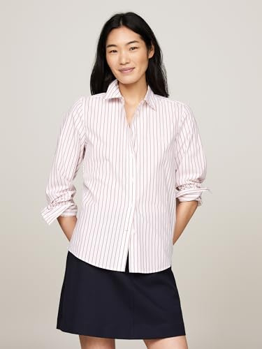 Tommy Hilfiger Blouse Femme Stripe Regular Shirt en Coton