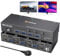 HDMI KVM Switch 3 PC 2 Monitore 4K@60Hz, Camgeet USB 3.0 Dual Monitor KVM Switch Simulation EDID, KVM Umschalter 3 Port für 3 PC Teilen 2 Monitor und 4 USB Geräte, mit DV12V-Netzteil und Wired Remote