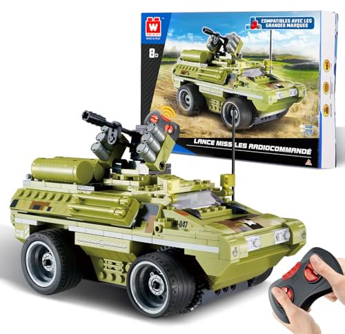 W WISE BLOCK Building Toy, STEM Spielzeug für Kinder ab 8 Jahren, 371 Teile Baukasten Ferngesteuertes Auto, RC Cars Geburtstagsgeschenke für Kinder, Militärisches Panzerfahrzeug