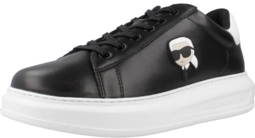 KARL LAGERFELD K Ikonik NFT Kapri Men's Lace Up Leather Trainers (Schwarz-Weiss, EU 46)