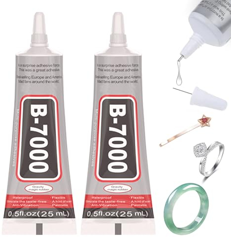 wimony B7000 Super Glue, 25ml (2 Pack) - Multi Functional Transparent Paste Adhesive for Phone, Wood, Metal, Fabric and Crafts