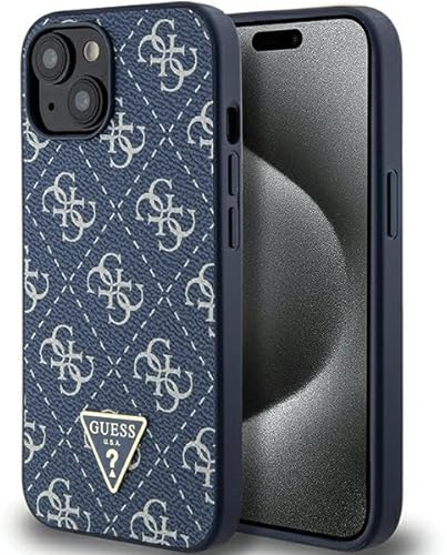 Guess GUHCP15MPG4GPB Hülle für iPhone 15 Plus / 14 Plus 6.7 Blau hardcase 4G Triangle Metal Logo