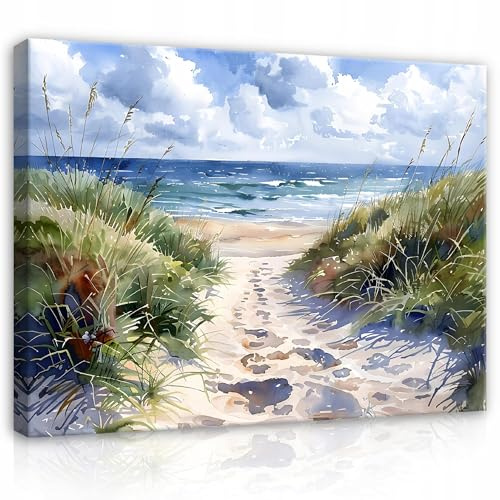 WallArena Leinwand Bilder 120x80 cm | Meer Strand, Leinwandbilder, Bild auf leinwand, Format: 120x80 cm (BxH) - einteilig auf Canvas Leinwand. Das