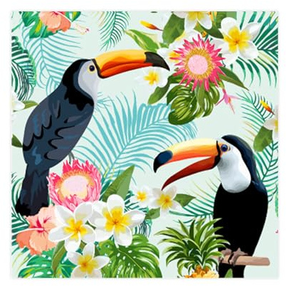 Homéa, Cocktail-Servietten, 3-lagig, 25 x 25 cm, Tropical Birds, 20 Stück
