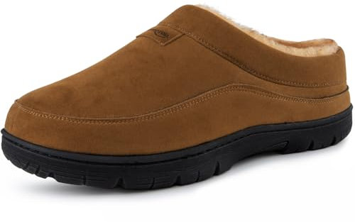 HomeTop Herren Mokassin Hausschuhe Weiche Warme Rutschfeste Memory Schaumstoff Innen Pantoffeln mit flauschigem Futter Kastanie,42-43 EU