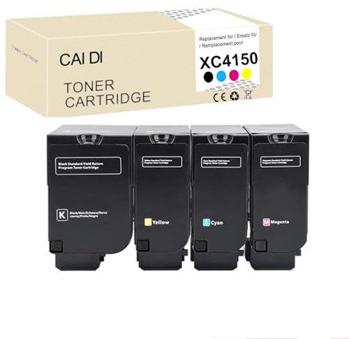 CAIDI XC4150 Tonerkartusche, kompatibel mit Lexmark XC4140 XC4150 XC4143 XC4152, Tonerkartusche Farbe 24B6720/17/18/19, Druckerzubehör (mit Chip) (Nior/Gelb/Magenta/Cyan)