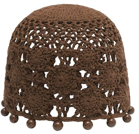 ZLYC Damen Mädchen Häkelmütze Handgemacht Beanie Mütze Slouch Sommer Strickmützen(Perle Tan),Einheitsgröße