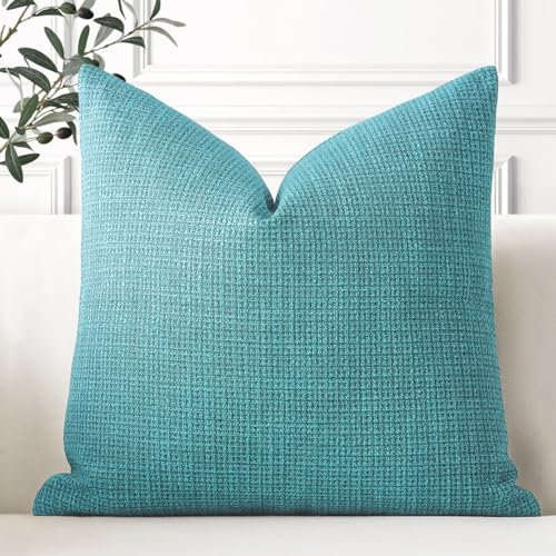 Artscope 1er Set Kissenbezug Einfarbig Wurfkissenbezug Leinen Kissenbezüge 60x60cm Moderne Dekokissen Kissenhülle Set Kissen Fall für Sofa Schlafzimmer Zuhause Dekor, Türkis