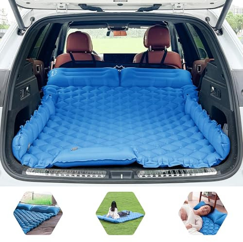 ONTYZZ Auto Matratze SUV Luftmatratze 2 Personen Luftbett für Reisen Camping Isomatte Selbstaufblasende Schlafmatten mit Fuß Pumpe & Kissen Aufblasbare Camping Bett 183 * 131 * 7CM